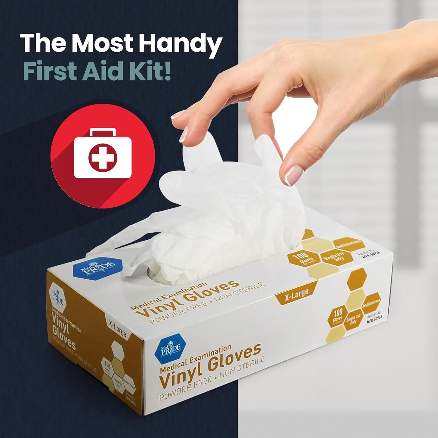 MED PRIDE Non-Latex & Powder-Free Medical Nitrile Exam Gloves, Clear, 100 Pack