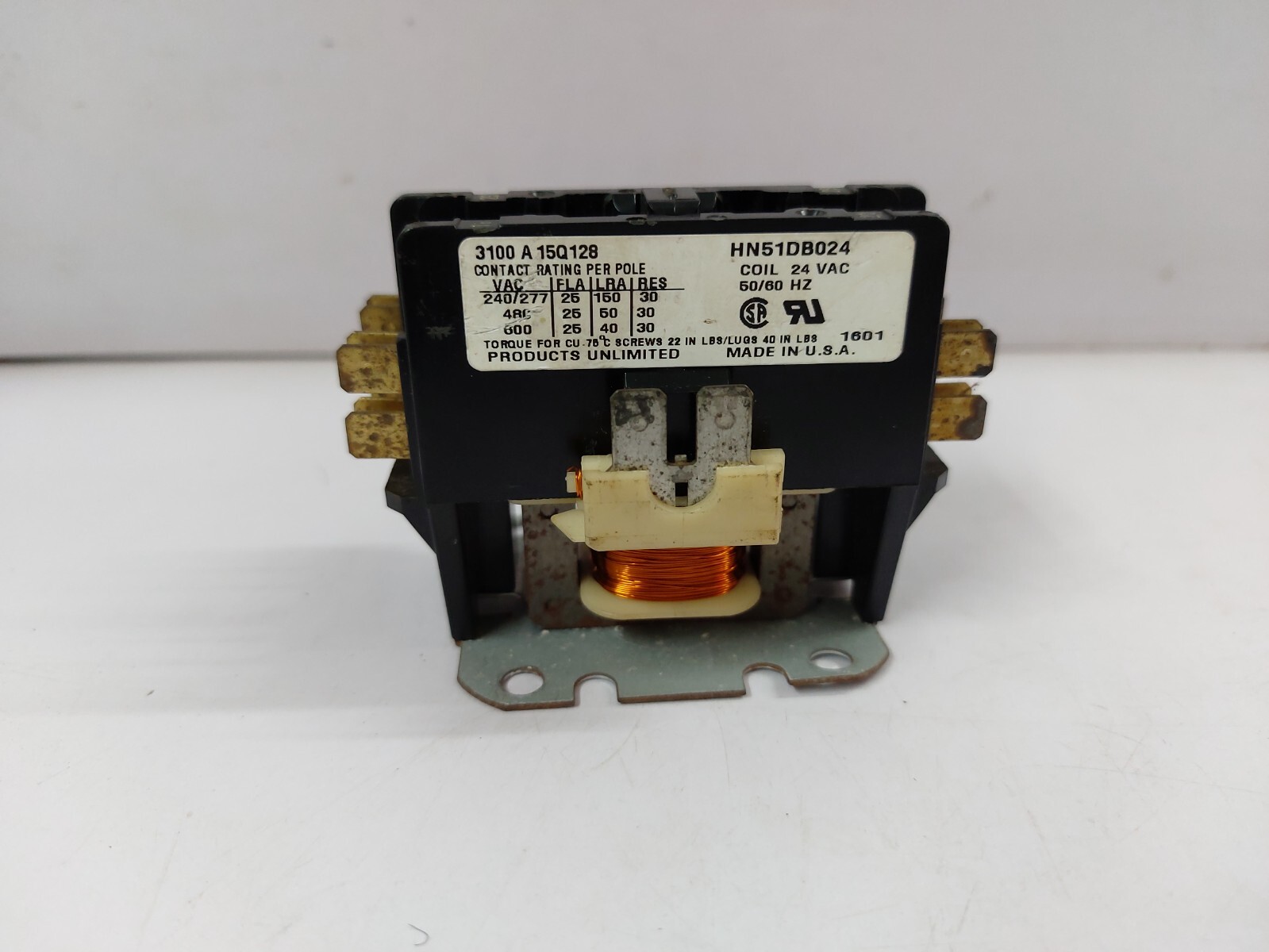Products Unlimited 3100 A 15Q128 Contactor HN51DB024 Coil 24 VAC 50/60Hz