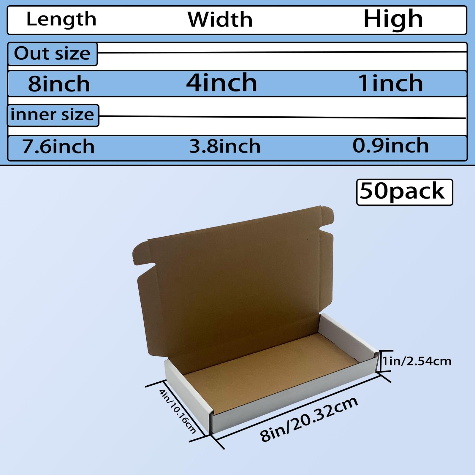 8x4x1 inch Small White Shipping Boxes 50 Pack, Corrugated Cardboard Mailer Bo…