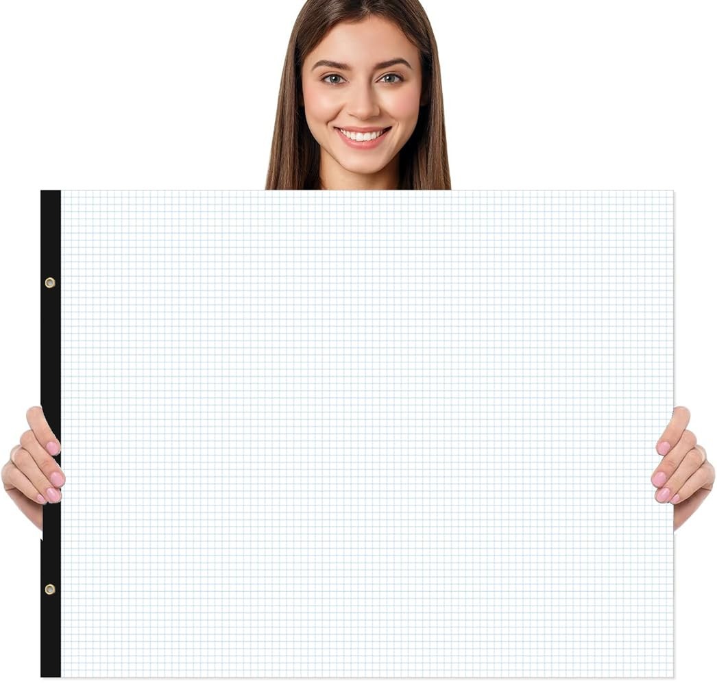 Large Engineering Graph Paper – 22″ x 17″ Grid Paper, 50 Sheets/100 Pages, 4″…