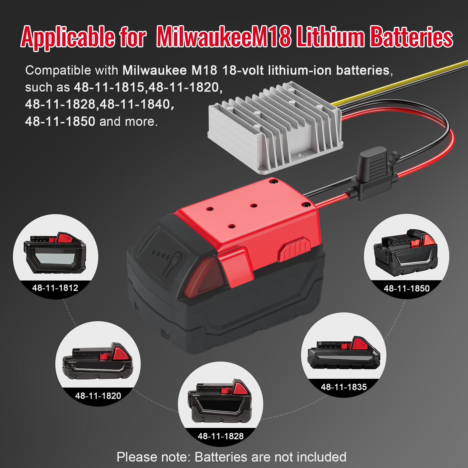 240W 20A 18V to 12V Step Down Converter Compatible with Milwaukee 18V Battery