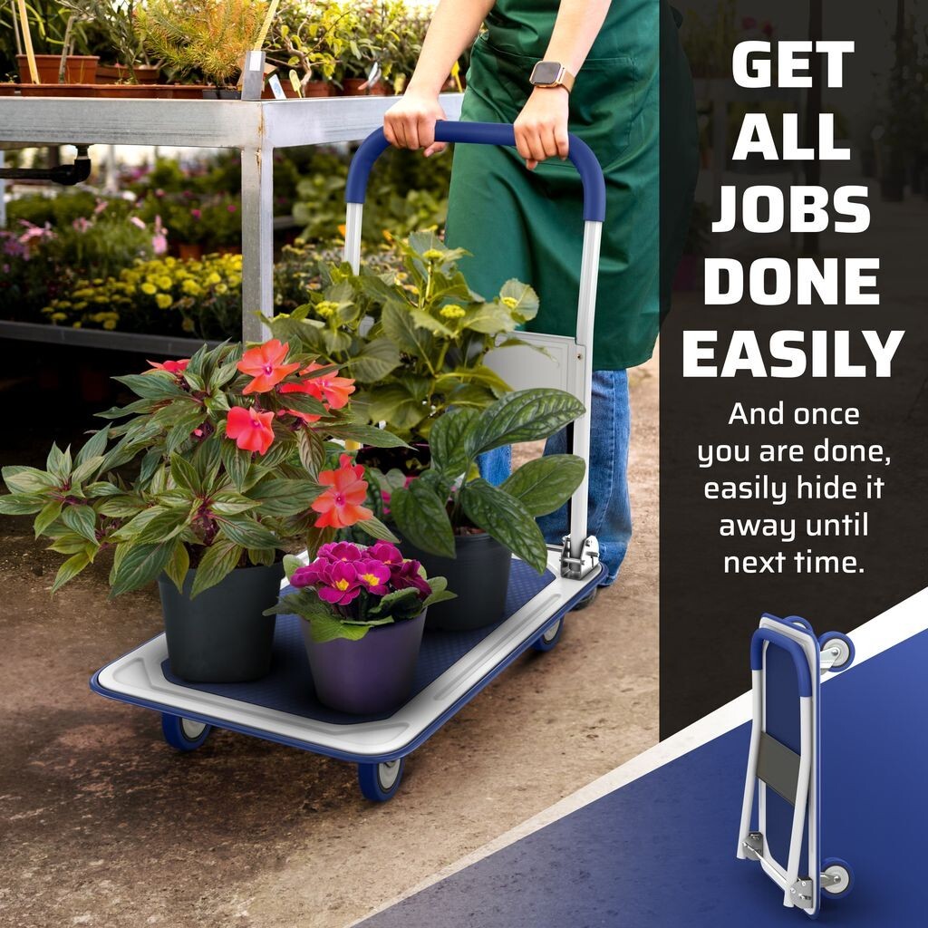 Folding Hand Truck Dolly Cart with Wheels Luggage Cart Trolley Moving 330lbs