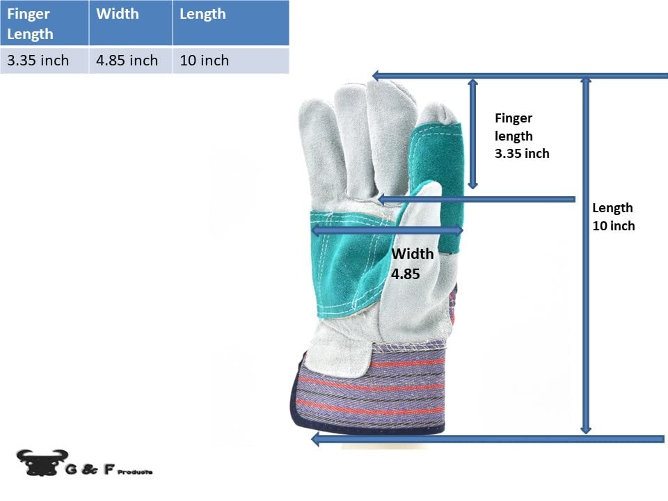 Work Gloves Premium Suede Double Palm & Index Finger 5 Pair Large 5215L-5 Grey