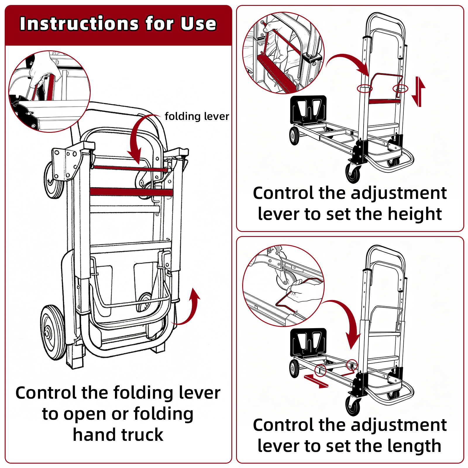 Aluminum Hand Truck 3 in 1 Folding Dolly Cart 400 lbs Capacity Heavy Duty