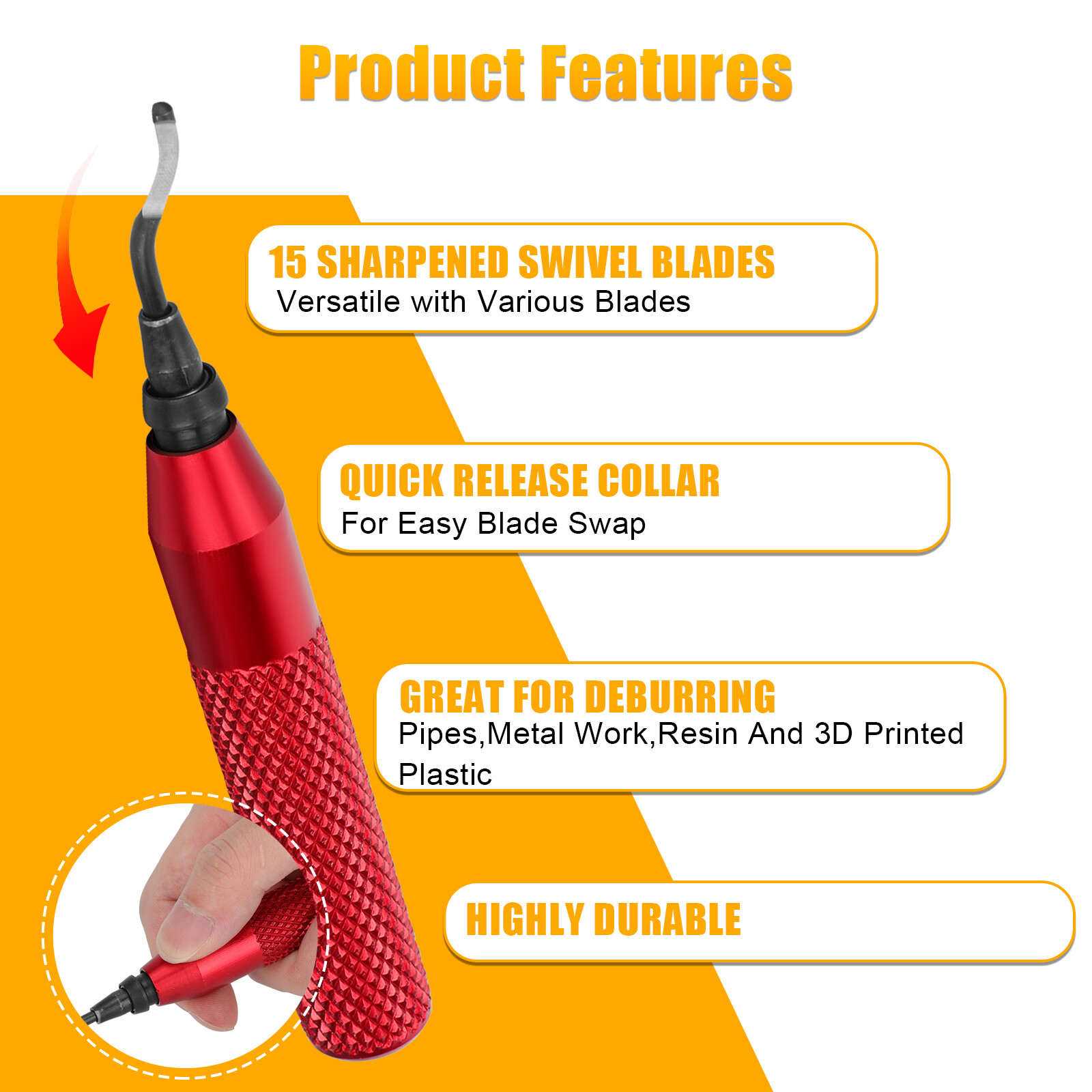 Deburring Tool Kit w/ 15 High Speed Steel Burr Removal Blades Pointed Cutter Pen