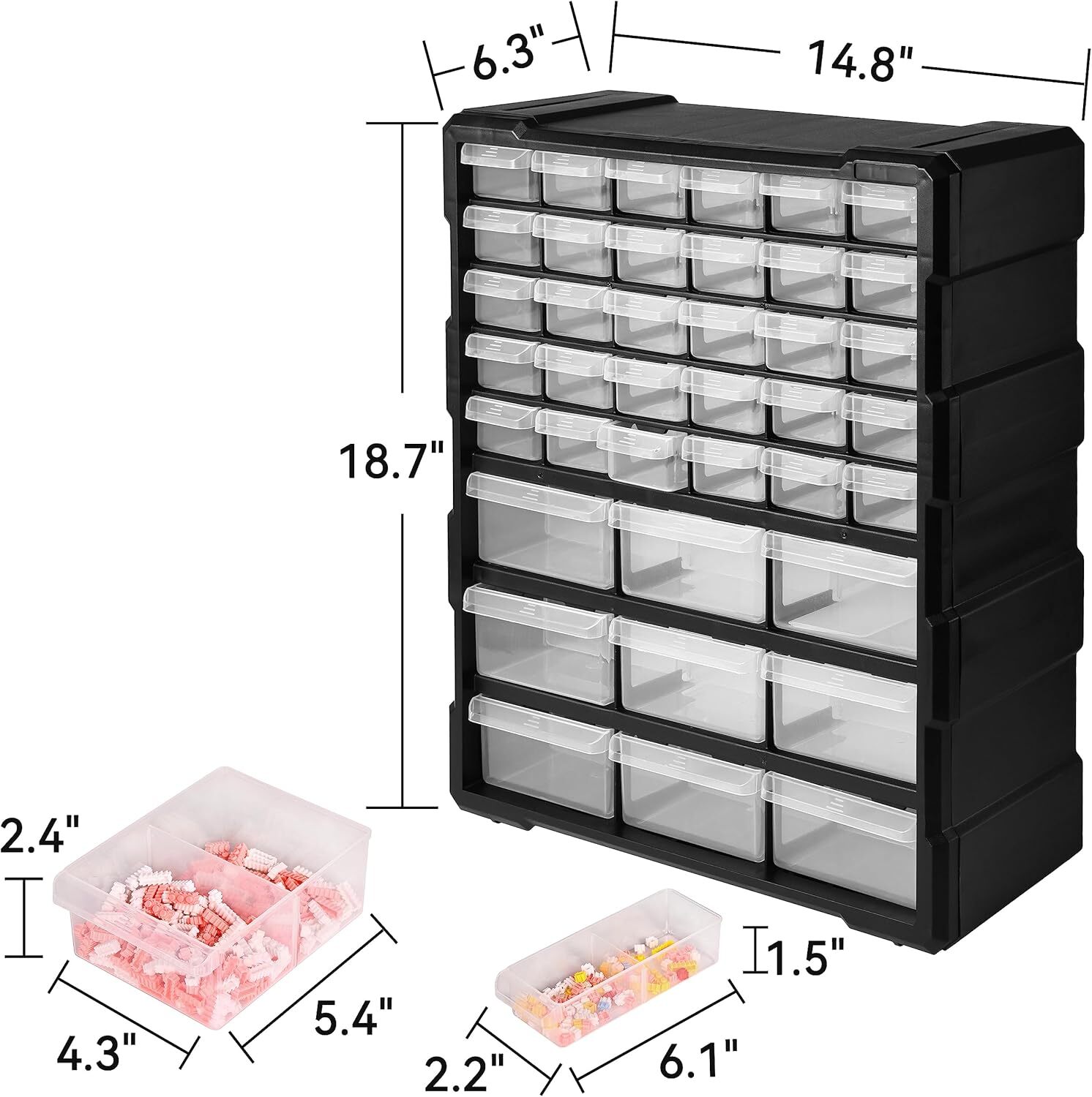 Plastic Parts Storage Hardware Craft Cabinet Wall Mounted Cabinet Organizer New