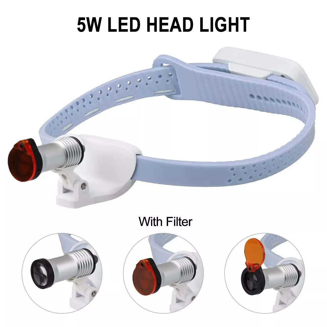 Dental Medical Wireless 5W LED Head Light Utra-light ENT Headband Headlight Blue