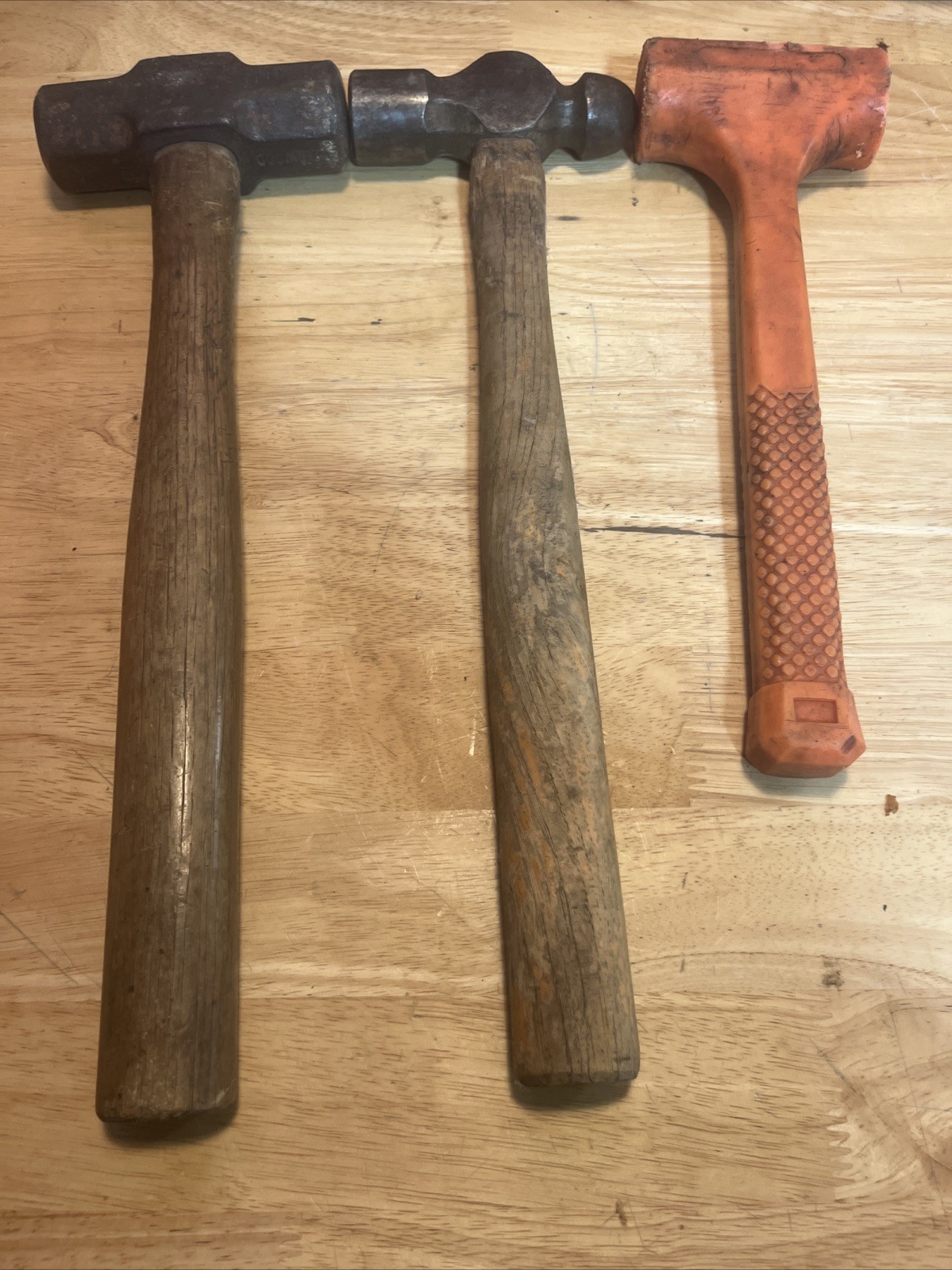 USED 3 Mechanics Hammers: 40oz Mini Sledge, 24oz Ball Peen, 20oz Non Marring