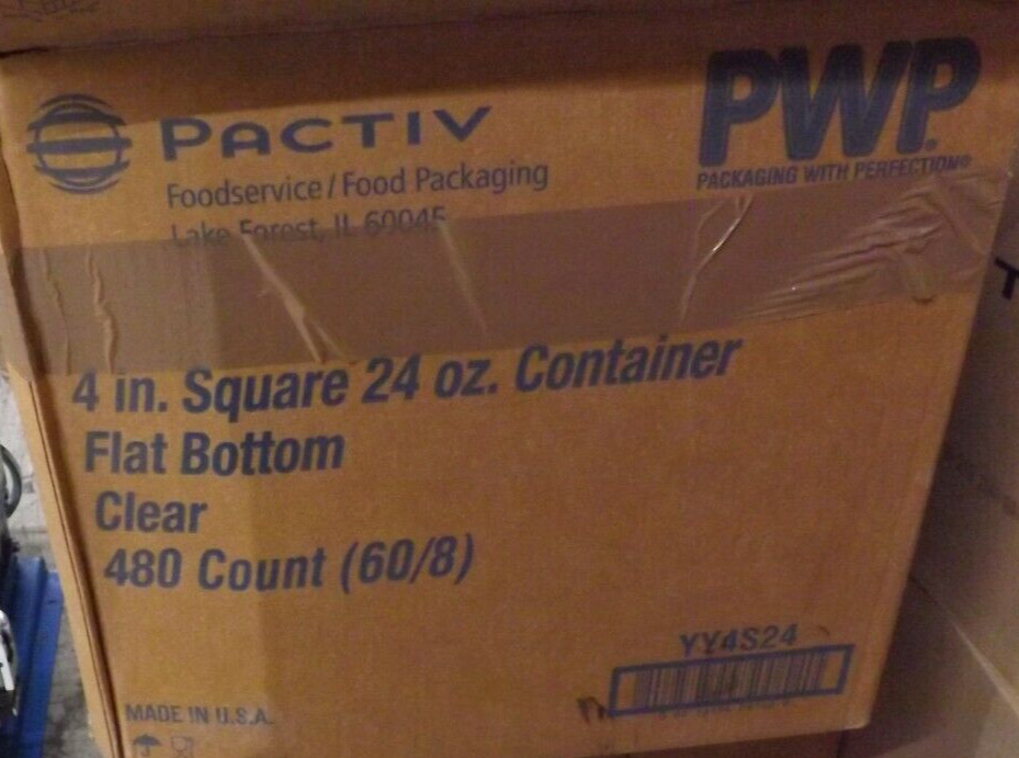 Pactiv PWP PET Plastic Square Deli Container Clear, 24 oz. – 480/Case NO LIDS