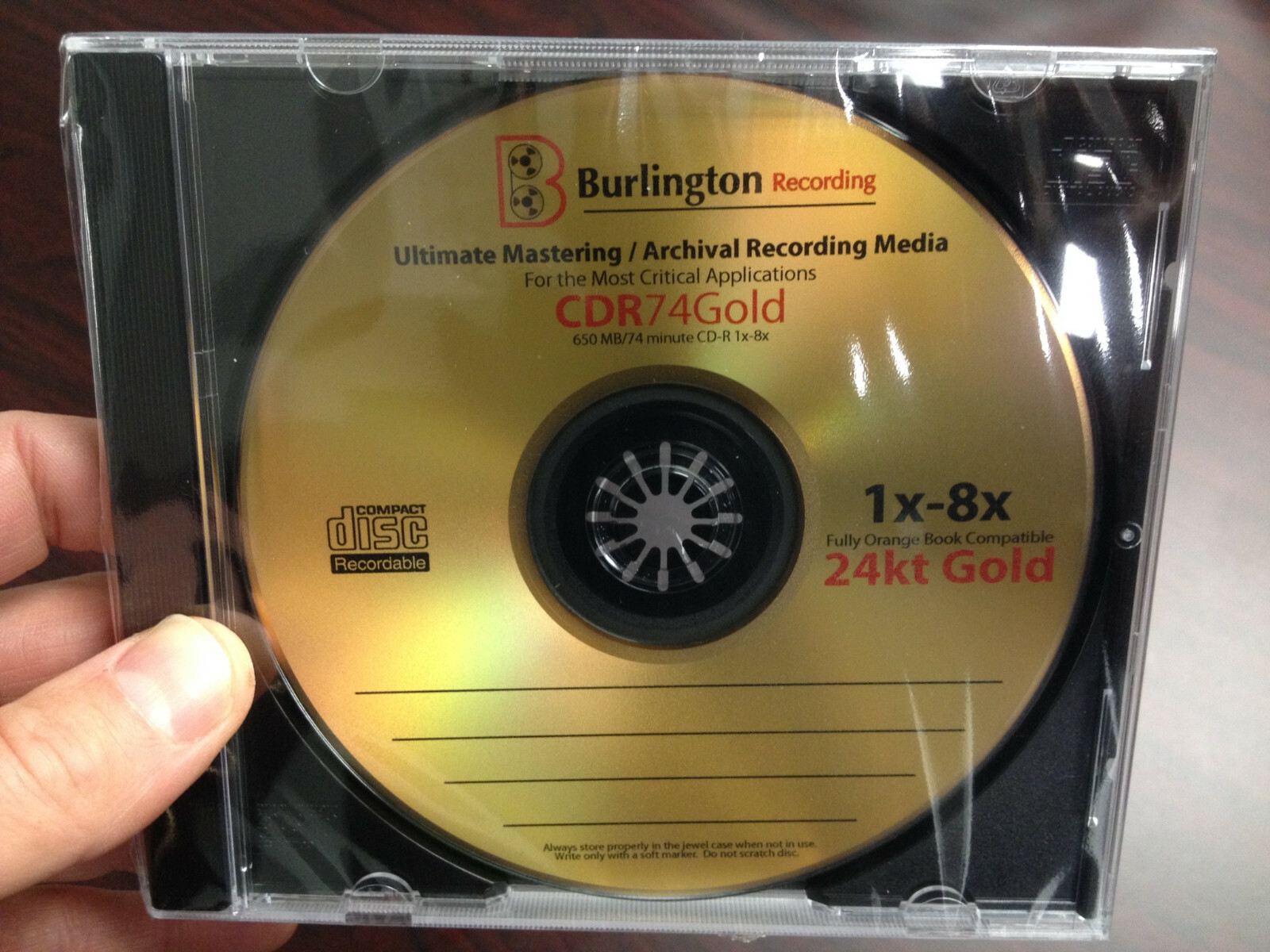 Burlington Recording Ultimate 24KT Gold Mastering/ Archival 1-8X Certified CD-R