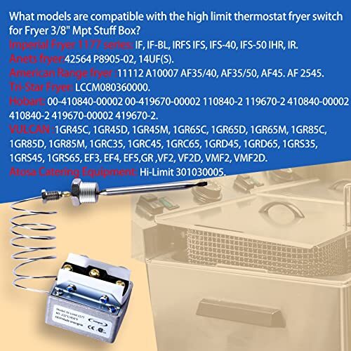 1177 High Limit Fryer Switch Lccm200300000 Deep Fryer Thermostats Parts