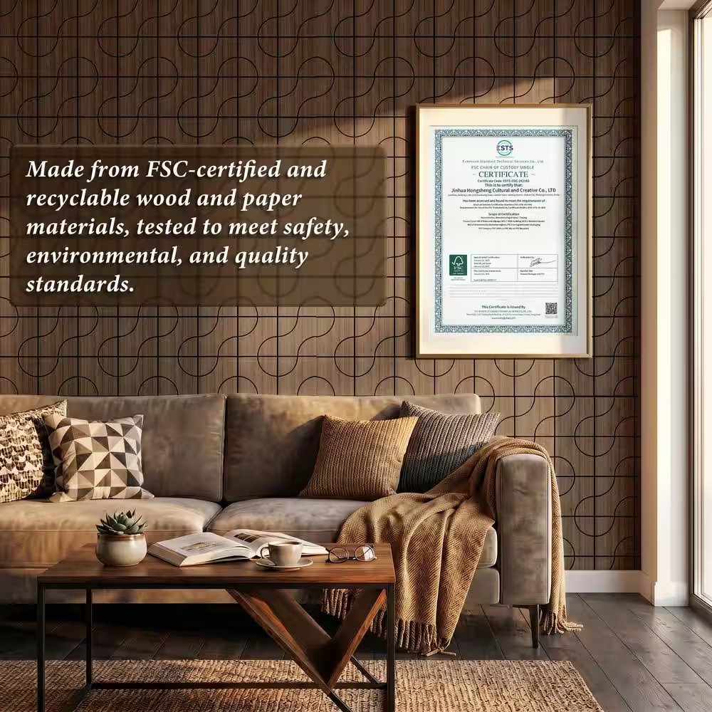 Walnut 0.7 In. X 1.97 Ft. X 1.97 Ft. Geometric Acoustic Decorative Wall Paneling