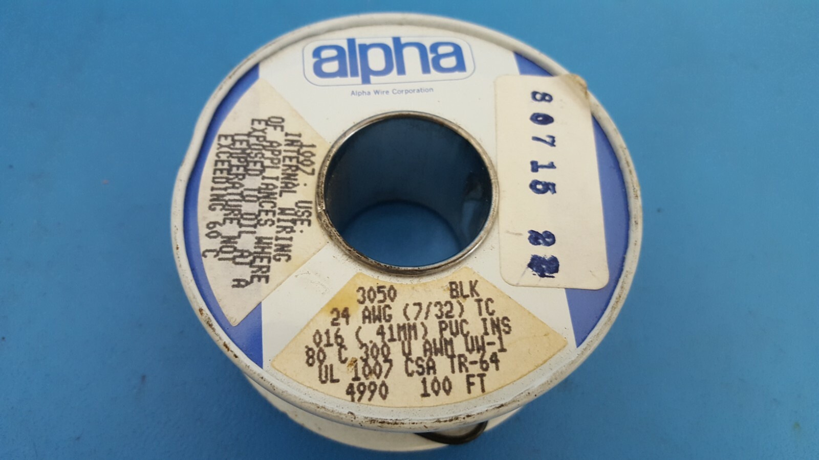 HOOK-UP STRND 24AWG BLACK 100FT, 30.5m, Spool, Strand 7/32, Alpha, 3050-BK005