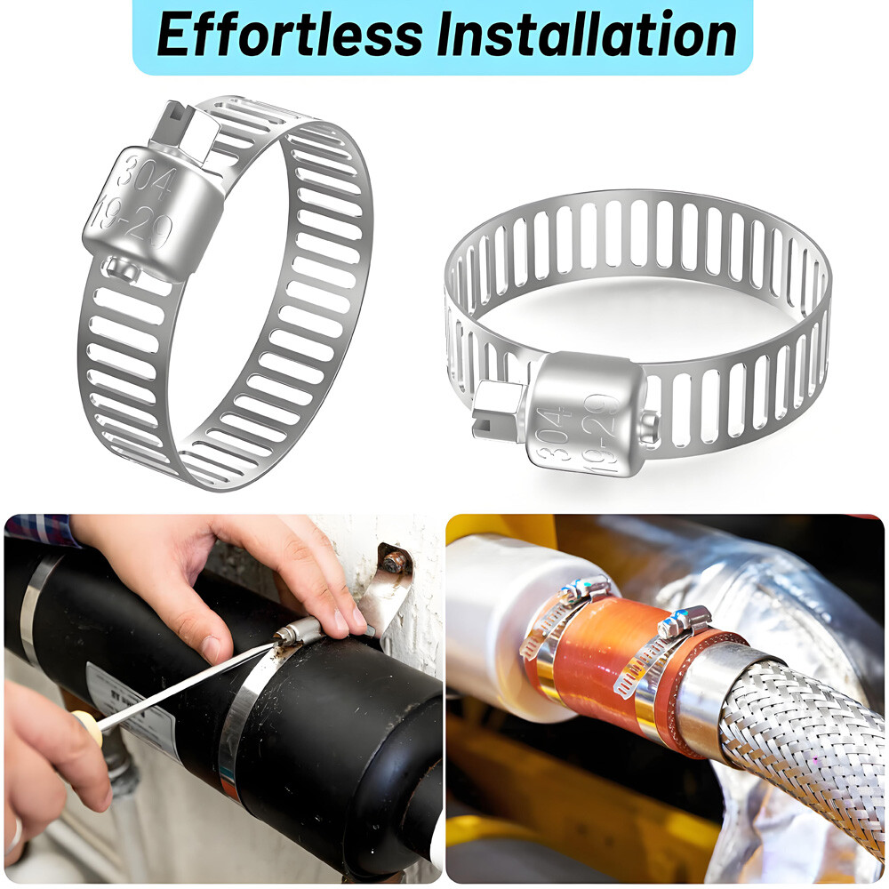 Clips 304 Stainless Steel High Torque Hose Clamp Marine Grade Power Hose Clamp