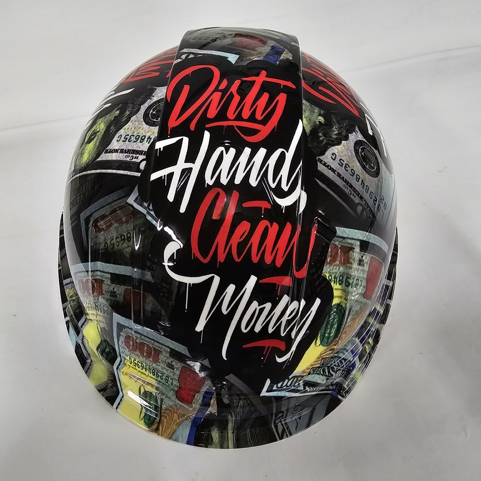 CAP STYLE hard hat custom hydro dipped IN DIRTY HANDS CLEAN MONEY NEW