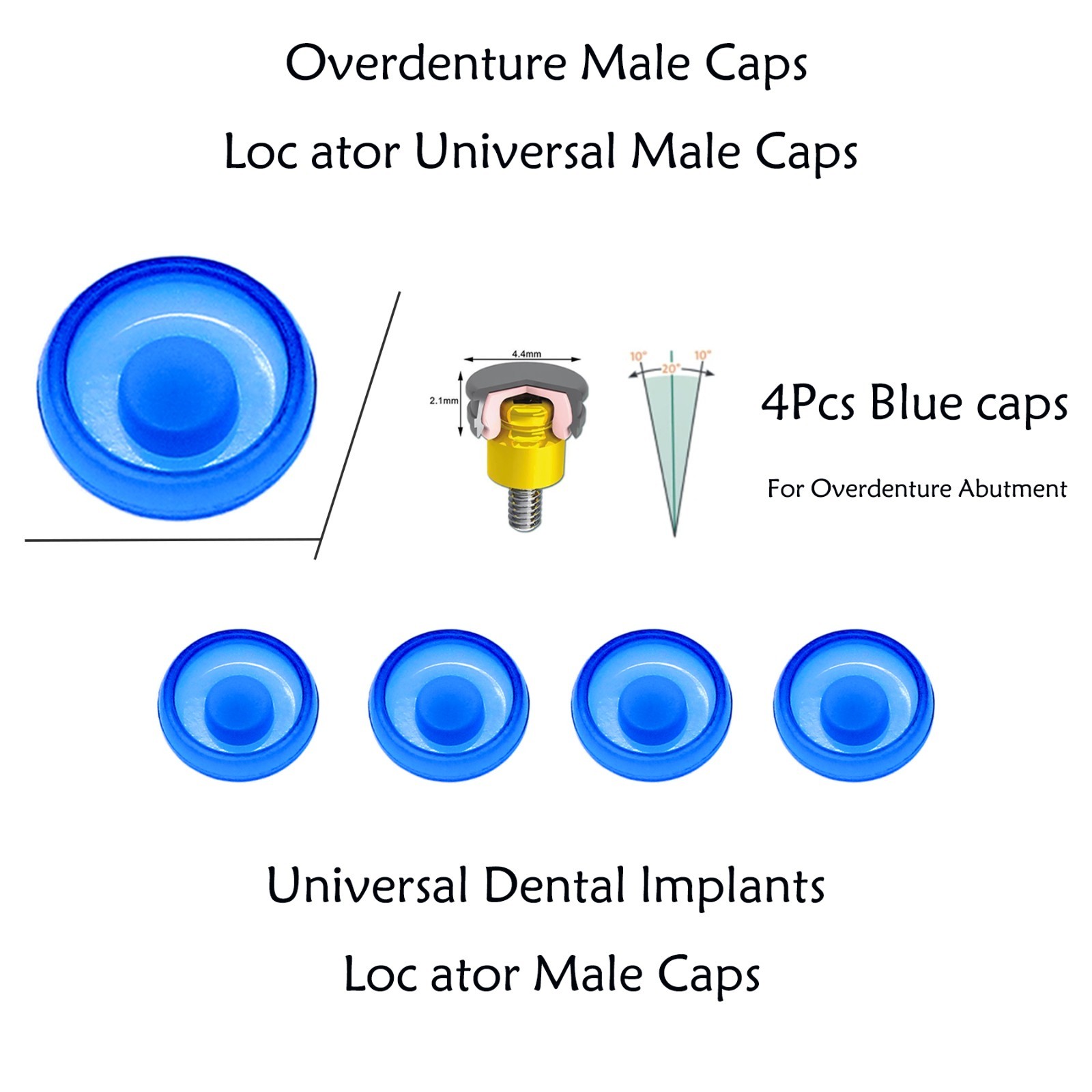 US ZEST Locator Replacement Retention Male Caps Inserts For Dental Overdenture