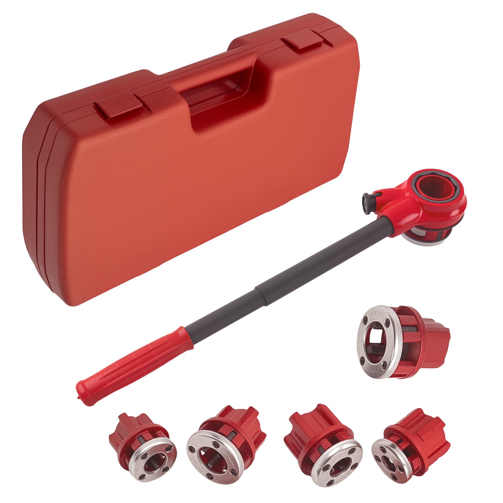 Ratchet Pipe Threader Kit Die Bar Head Handle Tool Set 1/4” 3/4” w/ 6 Dies