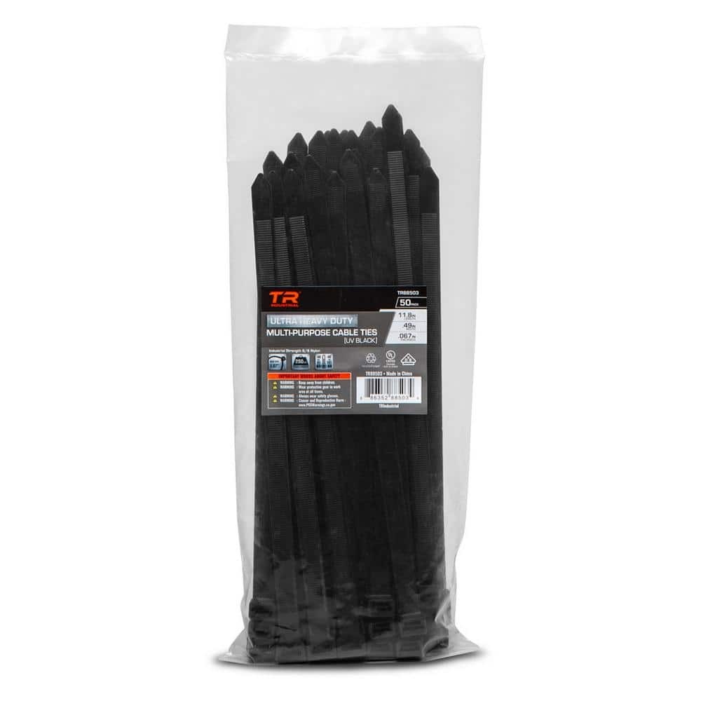 TR Industrial 11.8 in. Ultra Heavy-Duty Multi-Purpose UV Cable Ties, 250 lbs.
