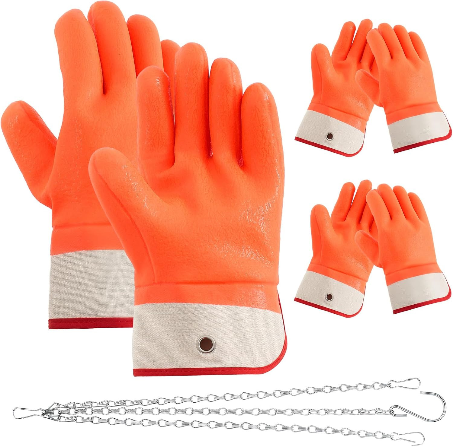 2 Pairs Propane Cylinder Handling Gloves with Chains Double Dipped PVC Forklift