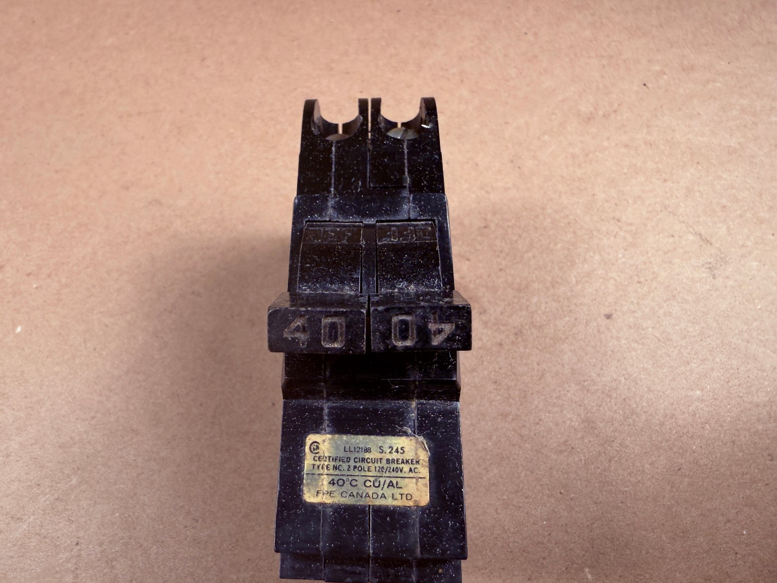 USED Circuit Breaker FPE Federal Pacific FPE 40 Amp 2 Pole Stab-lok