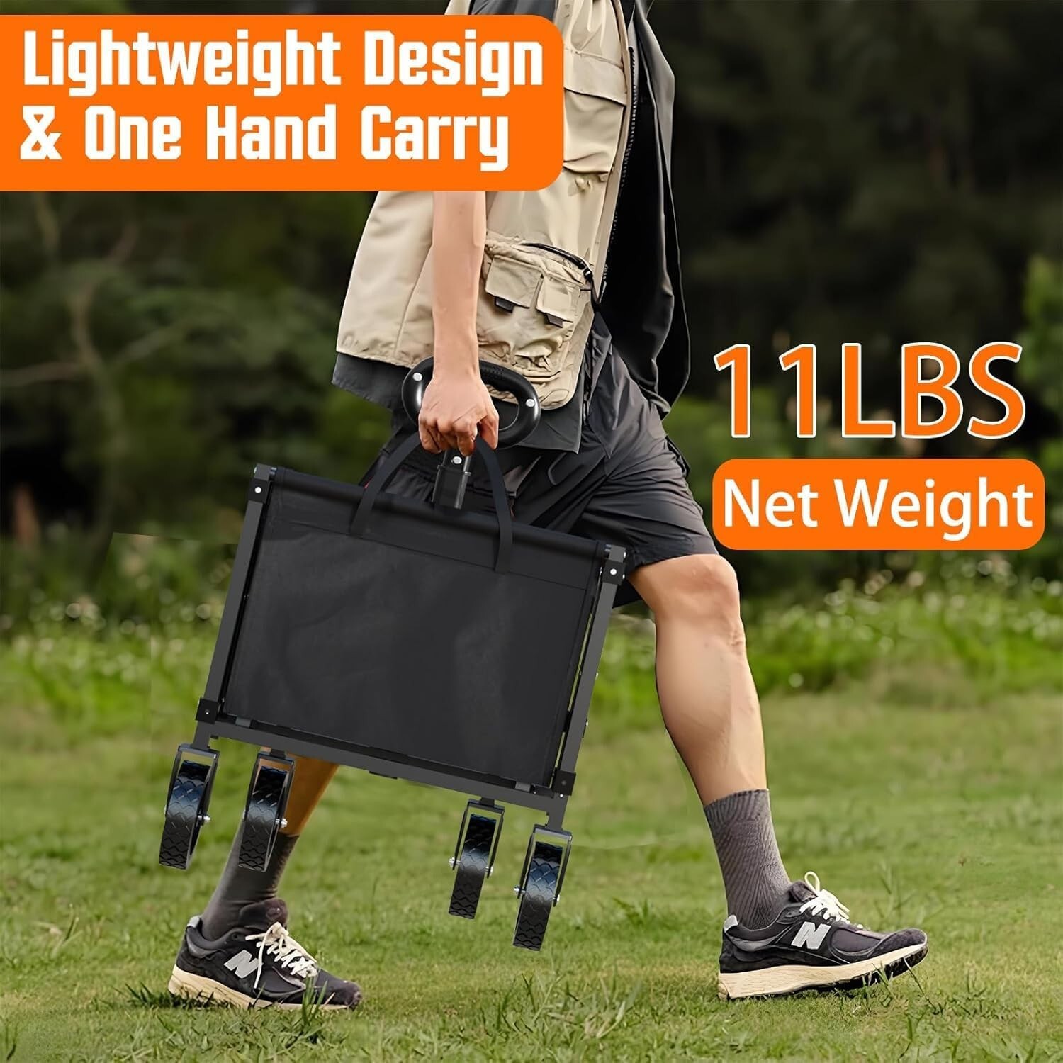 Foldable Lightweight Utility Shopping Cart with Wheels for Grocery Camping Beach