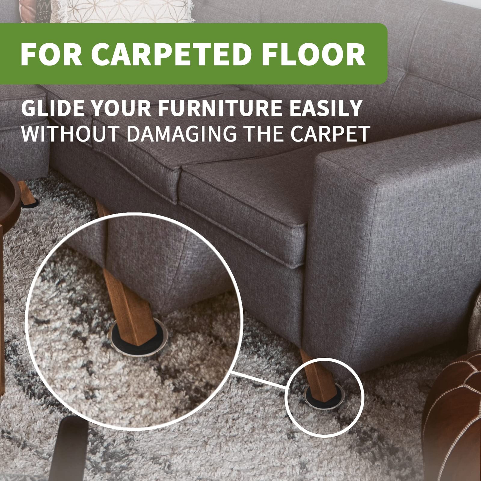 COVERCORNER Furniture Sliders for Carpet 8 PCS 3 1/2 inch Beige, Beige+black