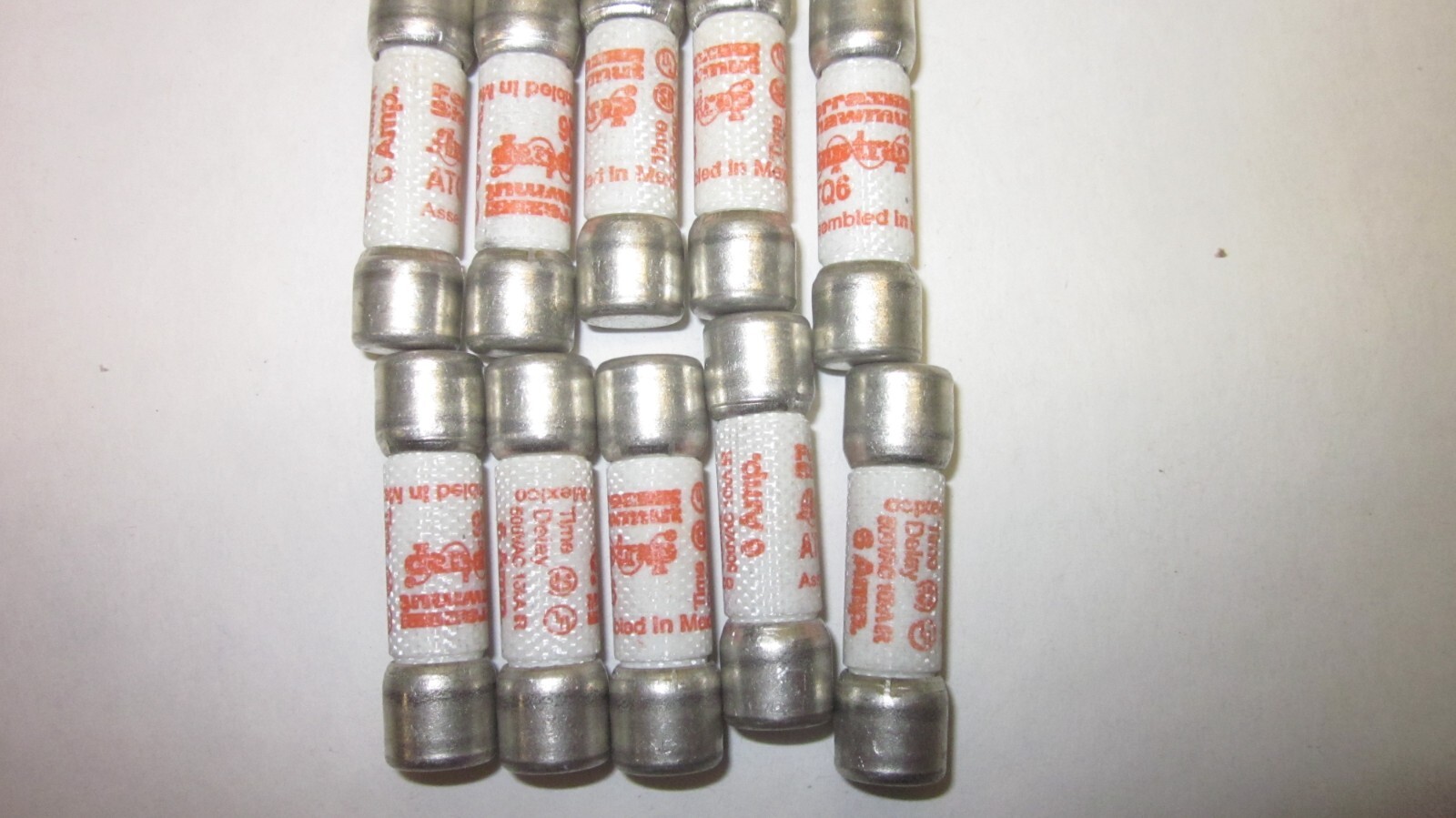 Gould Ferraz Shawmut (Mersen) ATQ6 Time-Delay Fuse box of 10. 6A 500V