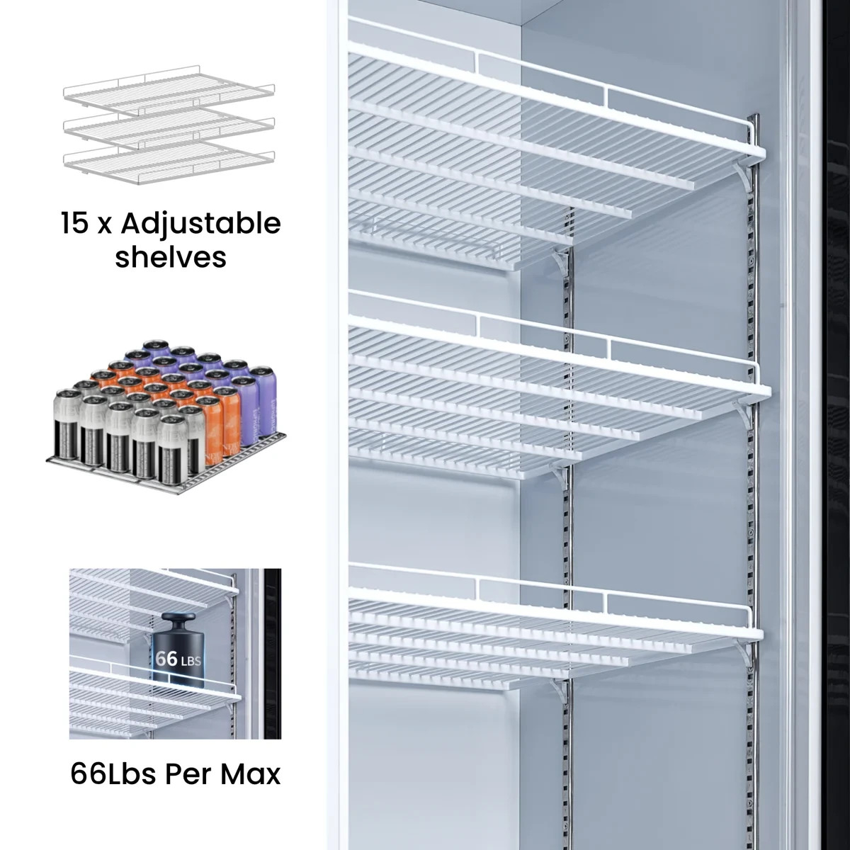 Yeego Commercial Merchandiser Refrigerator 42 Cu.ft Beverage Cooler 3 Glass Door