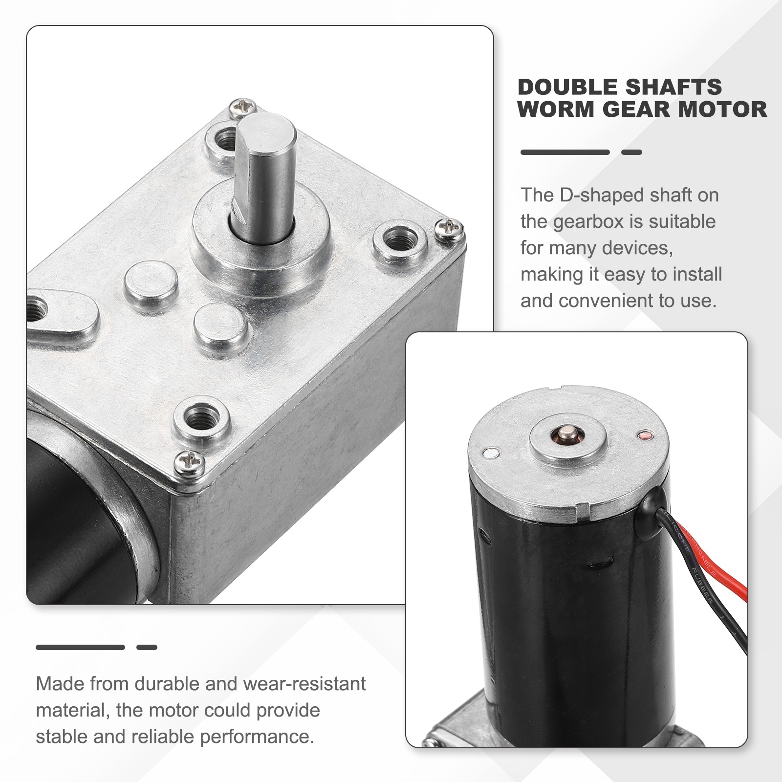 DC24V Worm Gear Motor, 120RPM 8mm D Shaft Speed Reduction