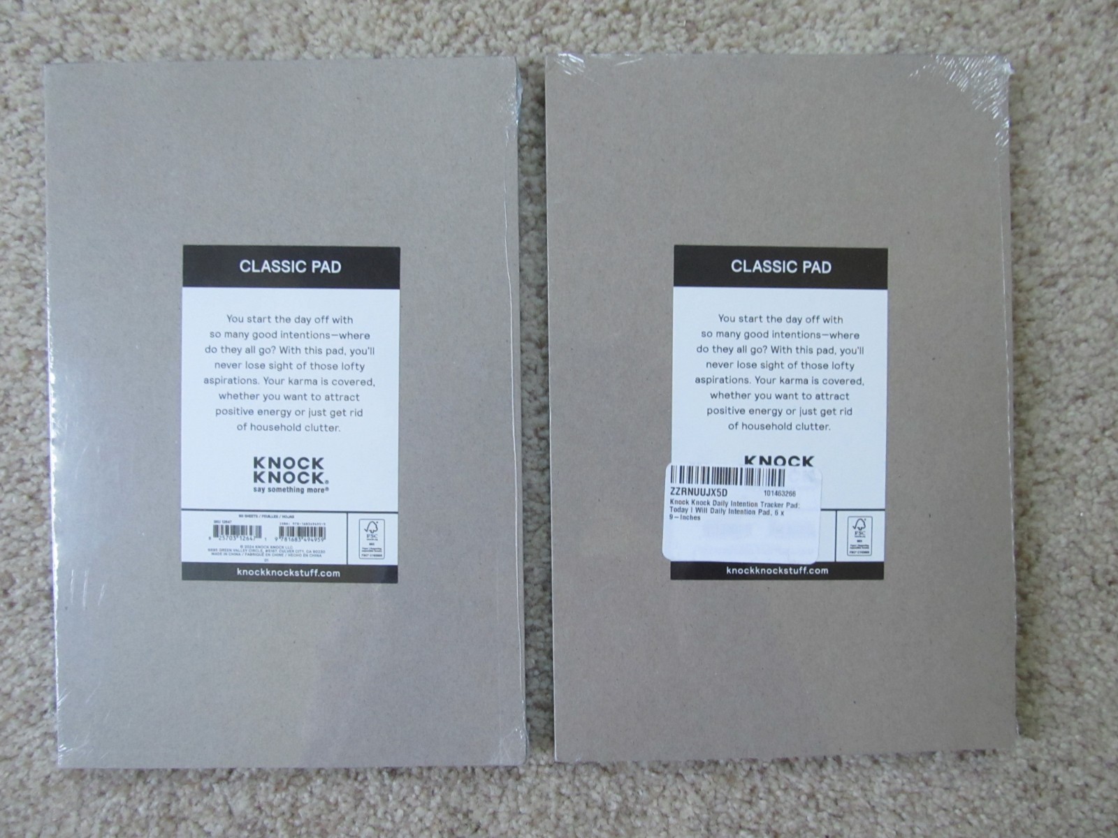 Lot of 2-Knock Knock Daily Intention Tracker Pads – 6 x 9 inches-60 sheets each