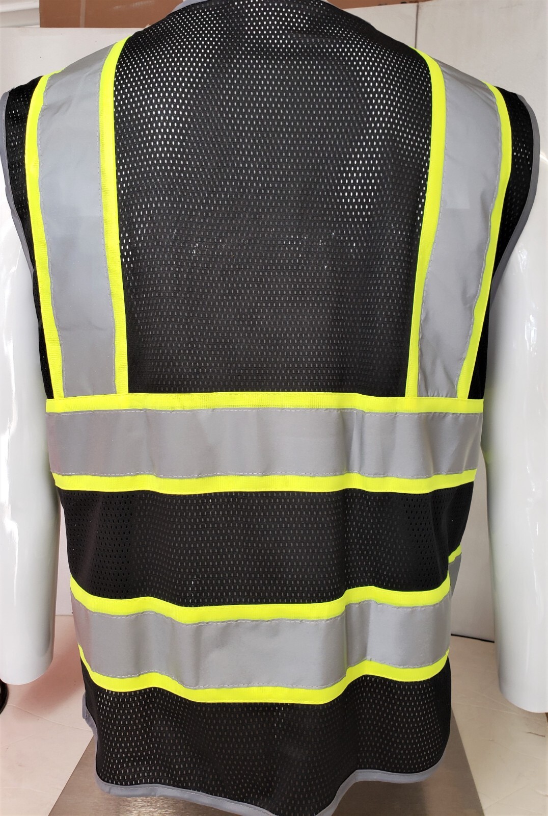 FX High Visibility Reflective BLACK OR BLUE Safety Vest w/ ID pocket FXSV8-BK