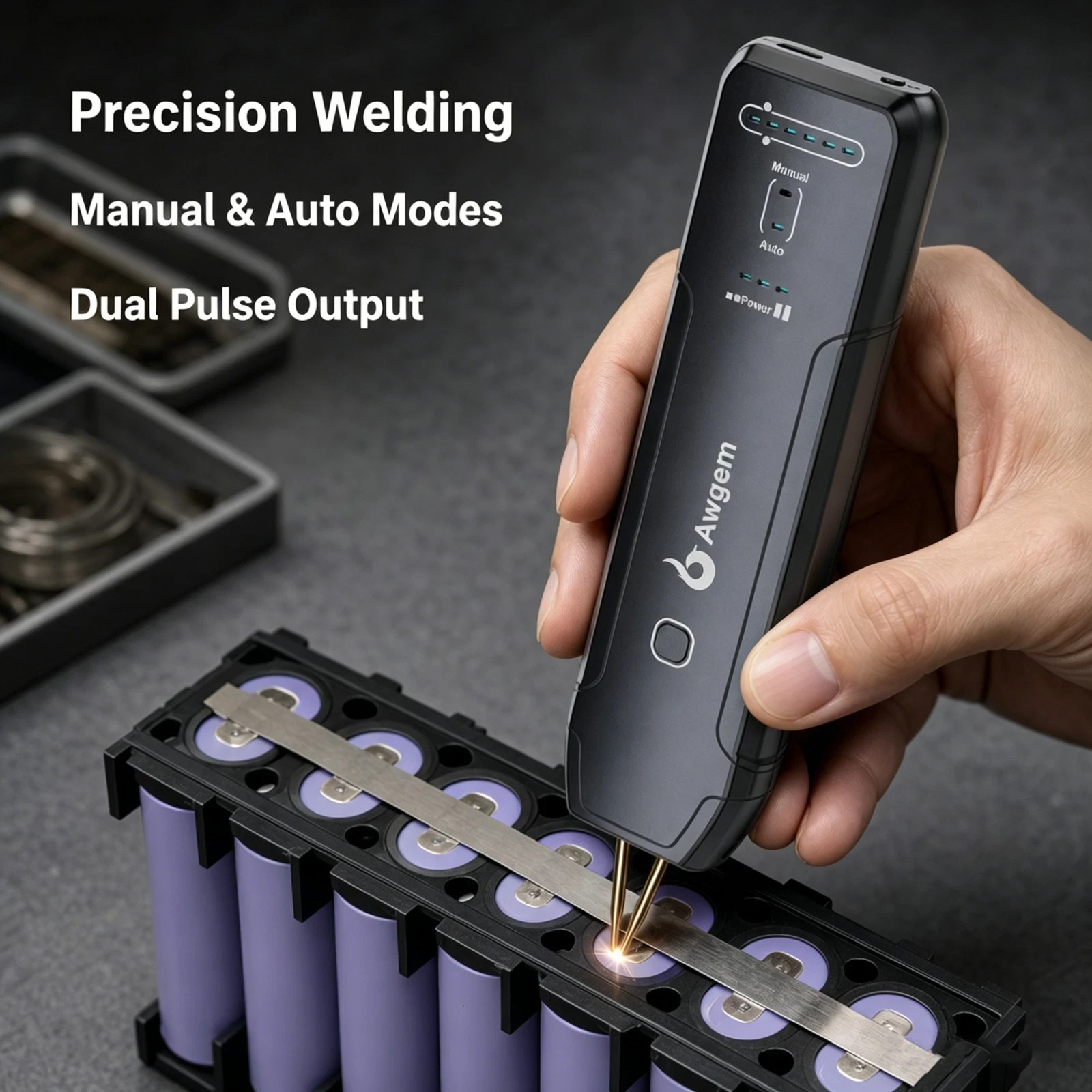 Awgem Handheld Portable Spot Welder 11 Gears Auto/Manual for 18650 Battery DIY