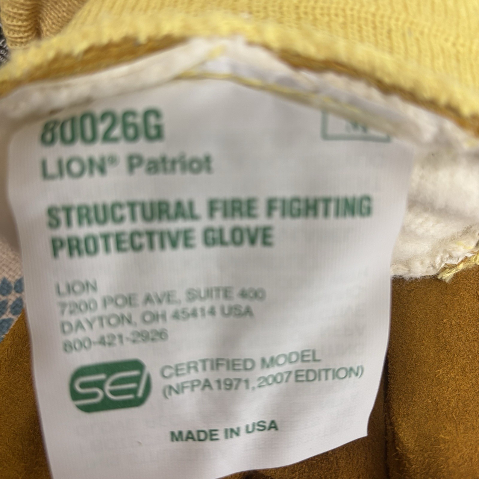 LION Apparel Patriot Firefighting Gloves Medium 80026G Crosstech NFPA 1971 NEW