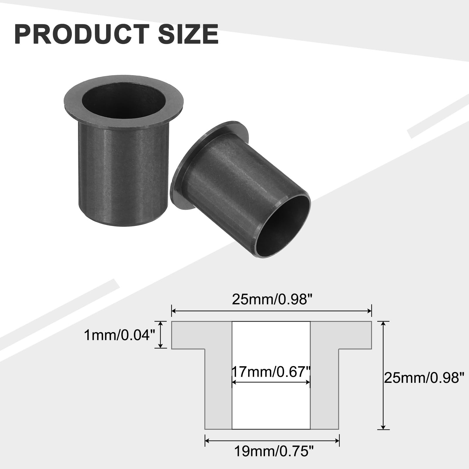 uxcell 6Pcs Flanged Sleeve Bearing, Plastic Bushing ID 17mm x OD 19mm x Lengt…