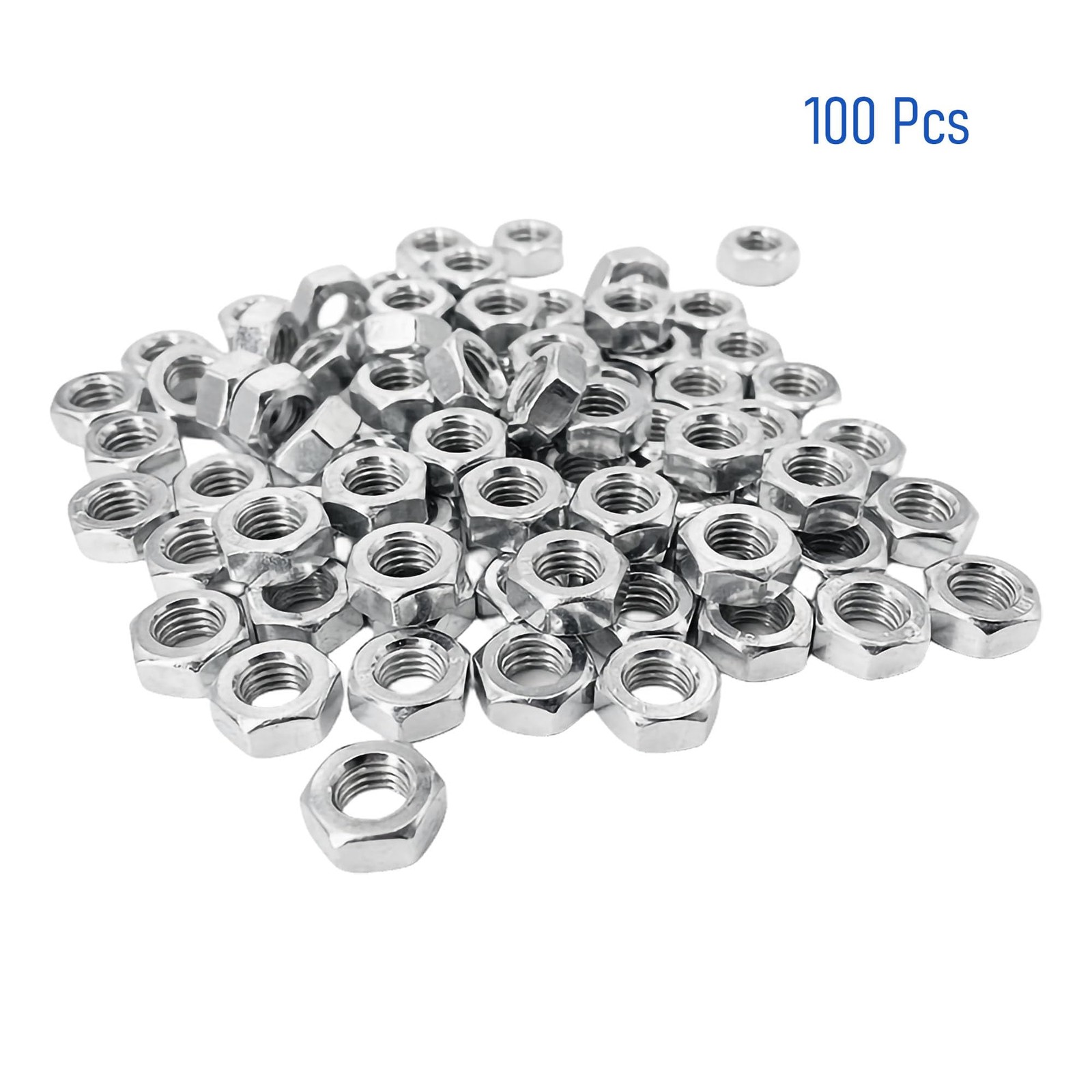 FOCMKEAS 100PCS M5-0.8 Hex Nuts, Stainless Steel 304 M5x0.8-100Pcs, Sliver