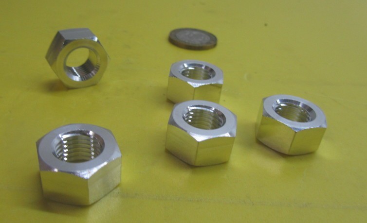 Aluminum Hex Nut, RH, 7/16″-20 x 11/16″ W x 3/8″ Height. – 5 Pcs