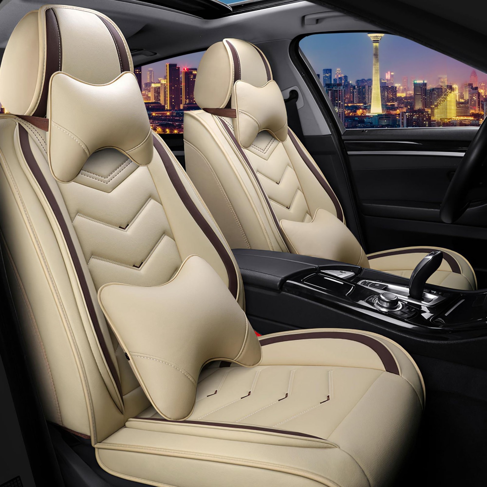 2-Seat Beige Nappa Leather Seat Covers Cadillac Escalade ESV 2003-2026