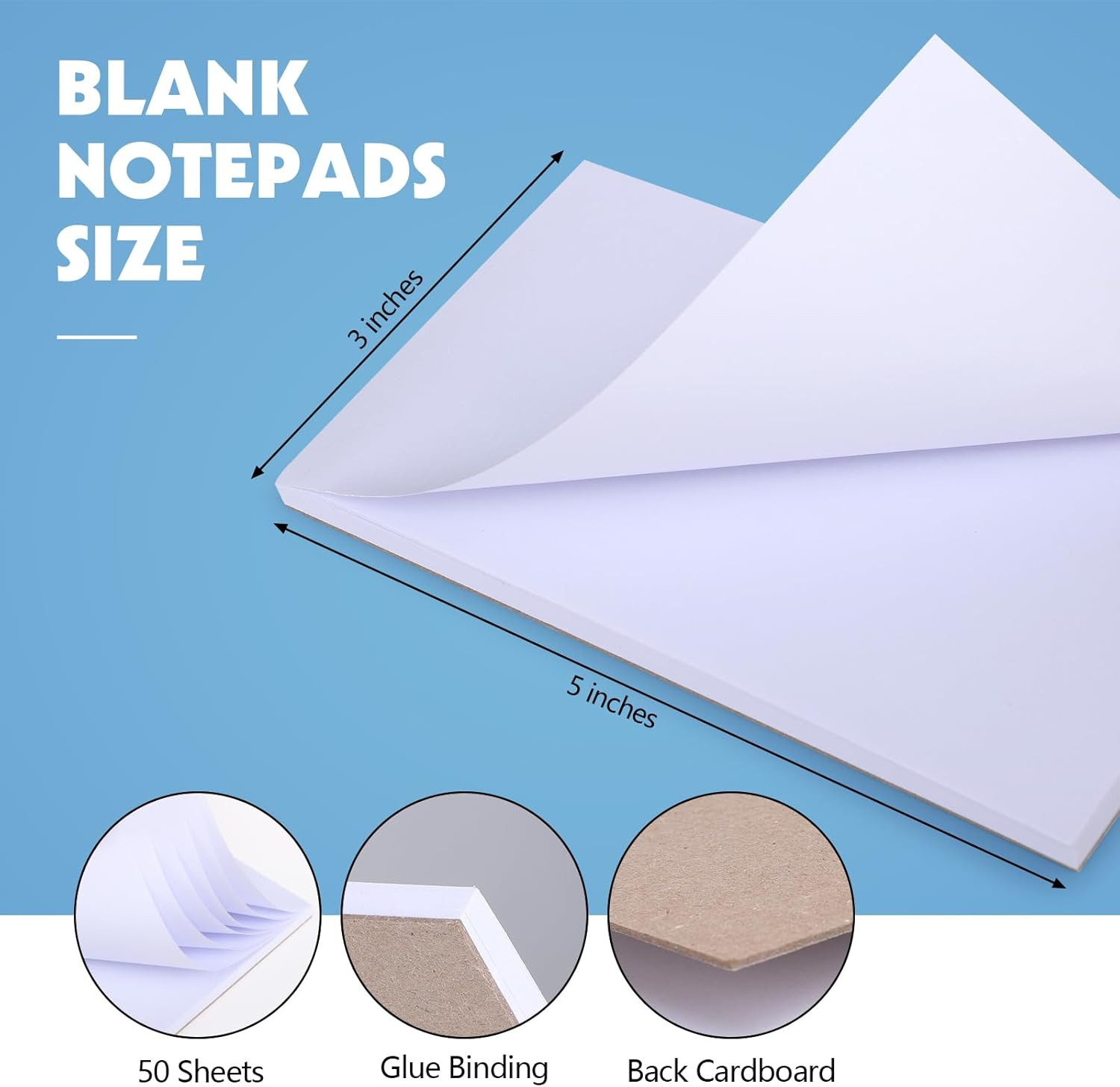 10 Pack Note Pads, 3″X 5″ Writing Pads Scratch Pad 50 Sheets per Pad Small Memo