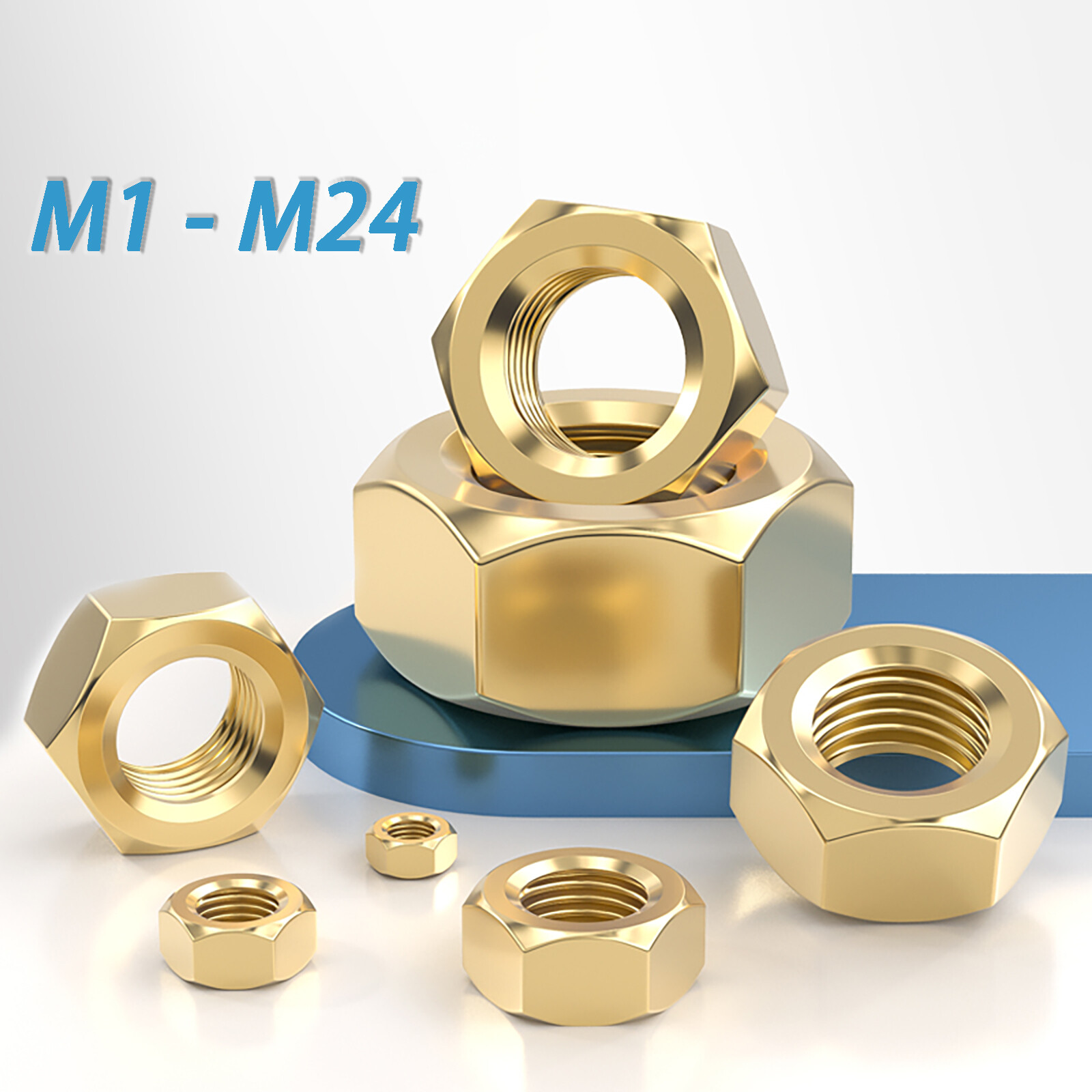 Brass M2 M3 M4 M5 M6 M8 M10 Hex Full Nuts Din 934 Hexagon Nuts