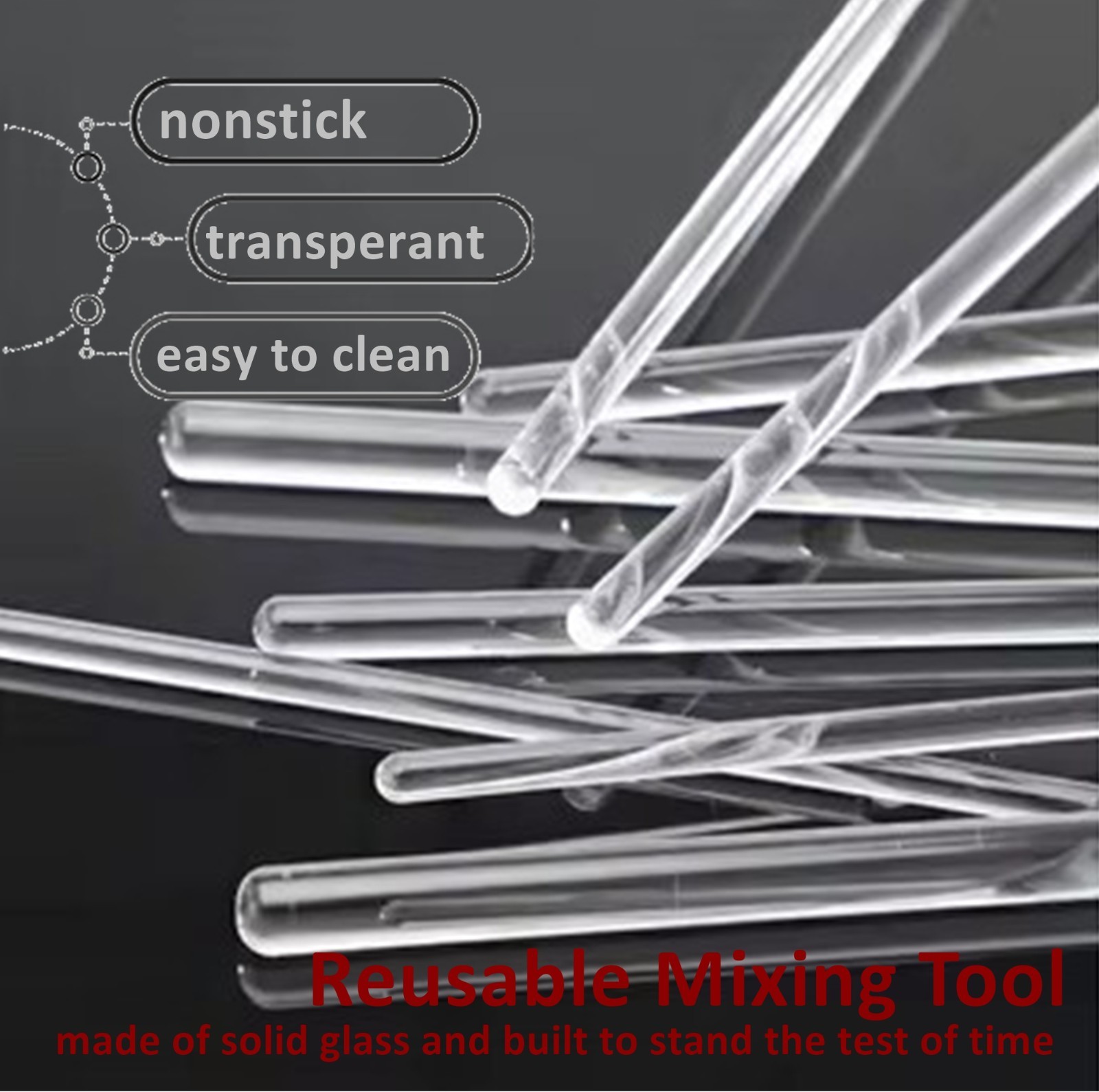 6 Pack Glass Stirring Rods 10″ Round ends for Science Education,Lab and Kitchen