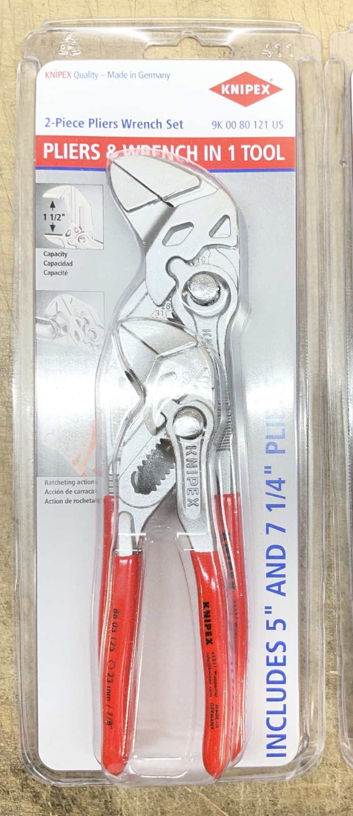 Knipex Tools 9K 00 80 121 US 2 Pc Mini Pliers Wrench Set (5″, 7 1/4″) NEW