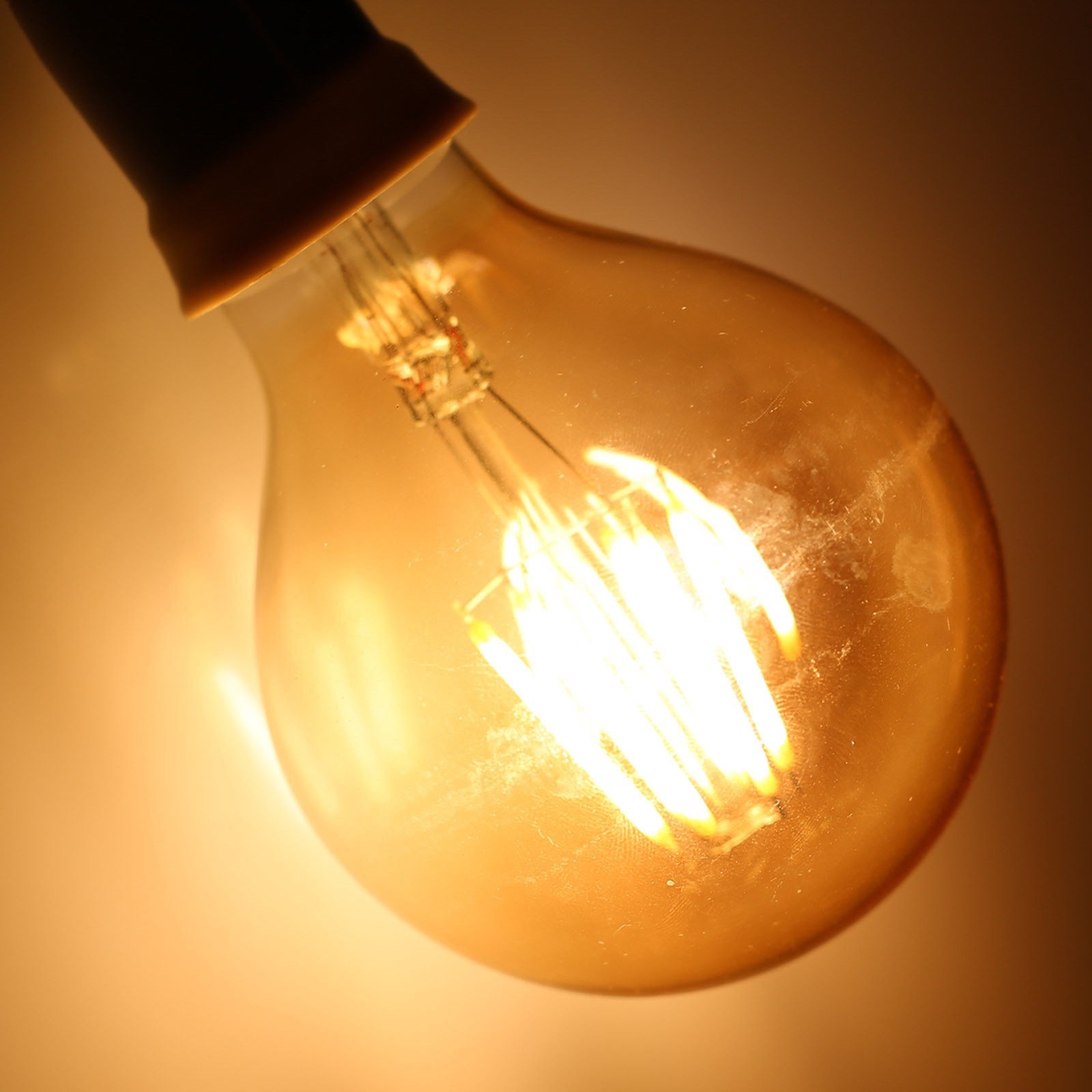 G80 E26 4W LED Edison Dimmable Vintage Amber Glass Warm White 2700K Bulb 2 Pack
