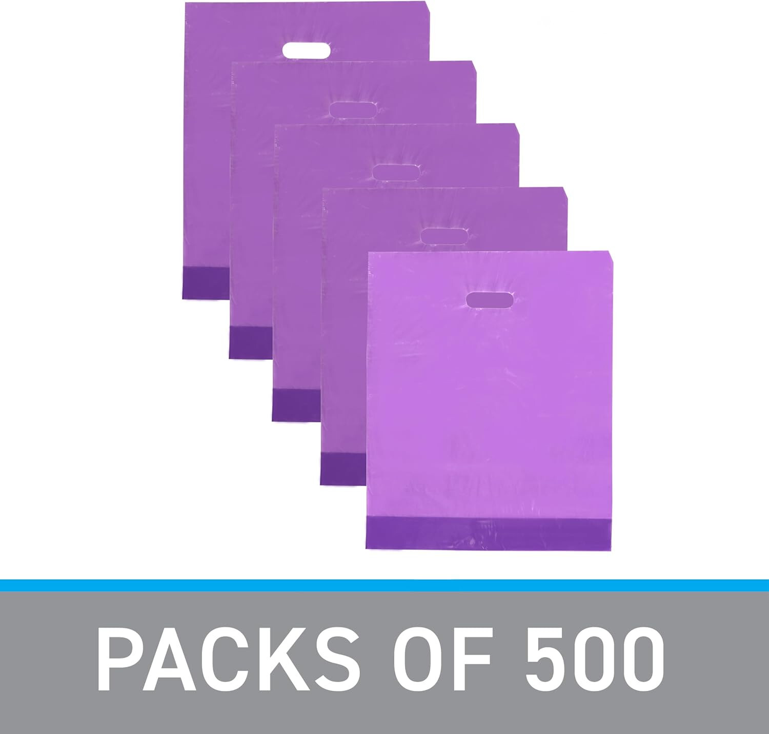 Plastic Bags 500 Purple Shopping Merchandise Die Cut Handles 15 x 18″ x 4″