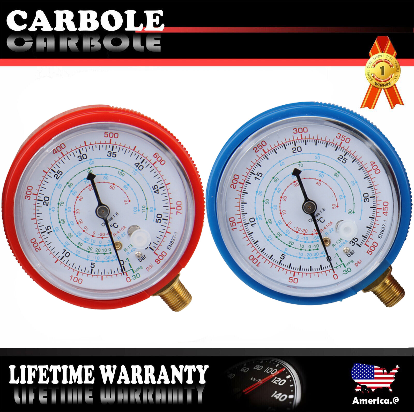 2 PCS REPLACEMENT MANIFOLD PRESSURE GAUGES SET HIGH & LOW SIDE AIR CONDITIONER