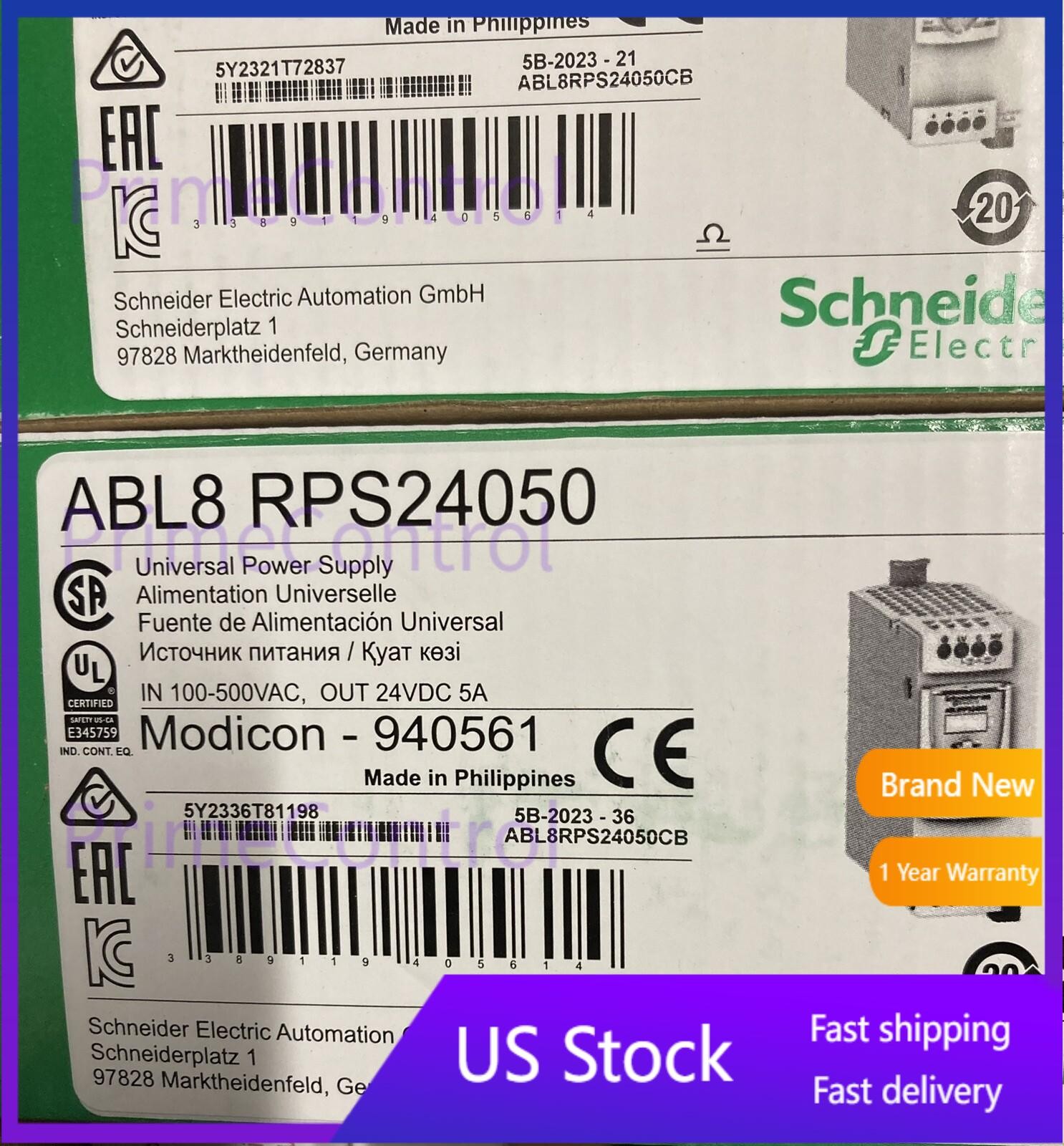 New In Box Schneider ABL8RPS24050 24V 5A Power Supply