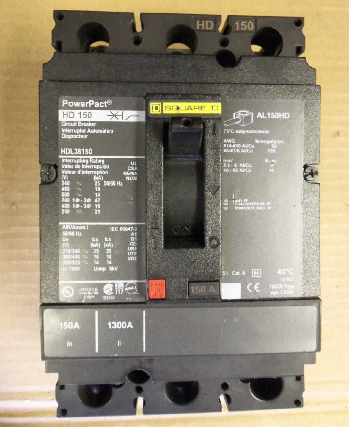 NEW SQUARE D HDL36150 150 AMP 3 POLE POWER PACT SILK SCREEN NNB