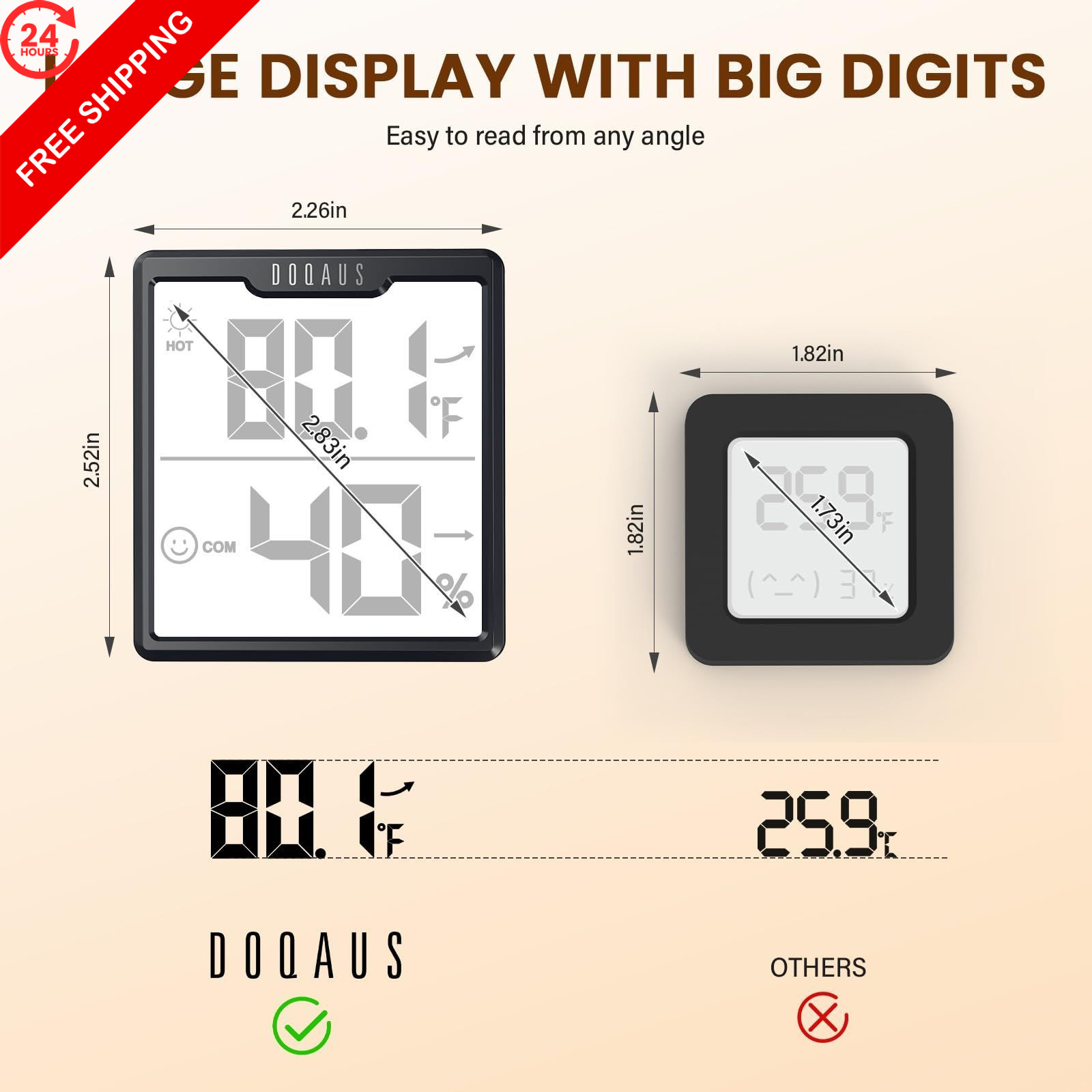 DOQAUS 3 Pieces Digital Hygrometer Indoor Thermometer Humidity Meter, Black