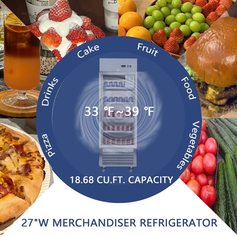 18.7 Cu.ft Commercial Reach-in Refirgerator Stainless Steel Cooling Merchandiser