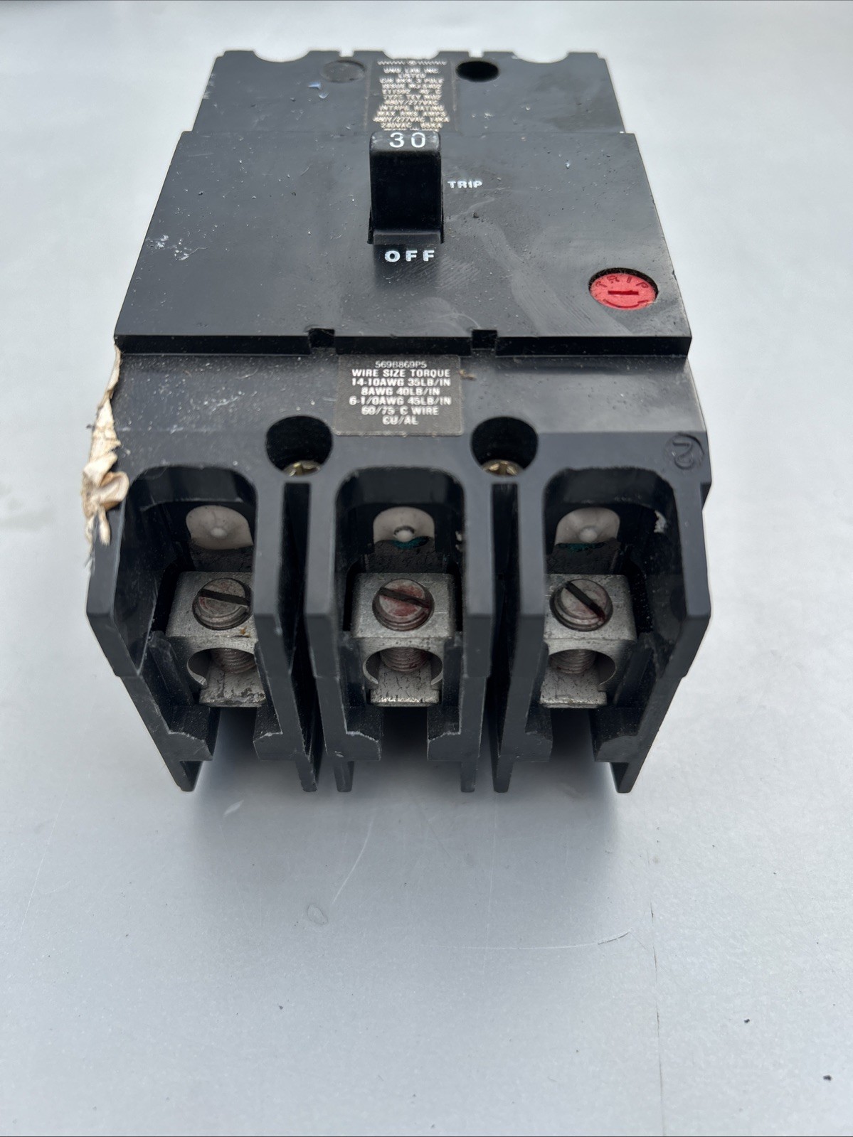 GE TEY330 CIRCUIT BREAKER, 480/277-VOLT, 3-POLE, 30-AMP, BRK / TEY FRAME