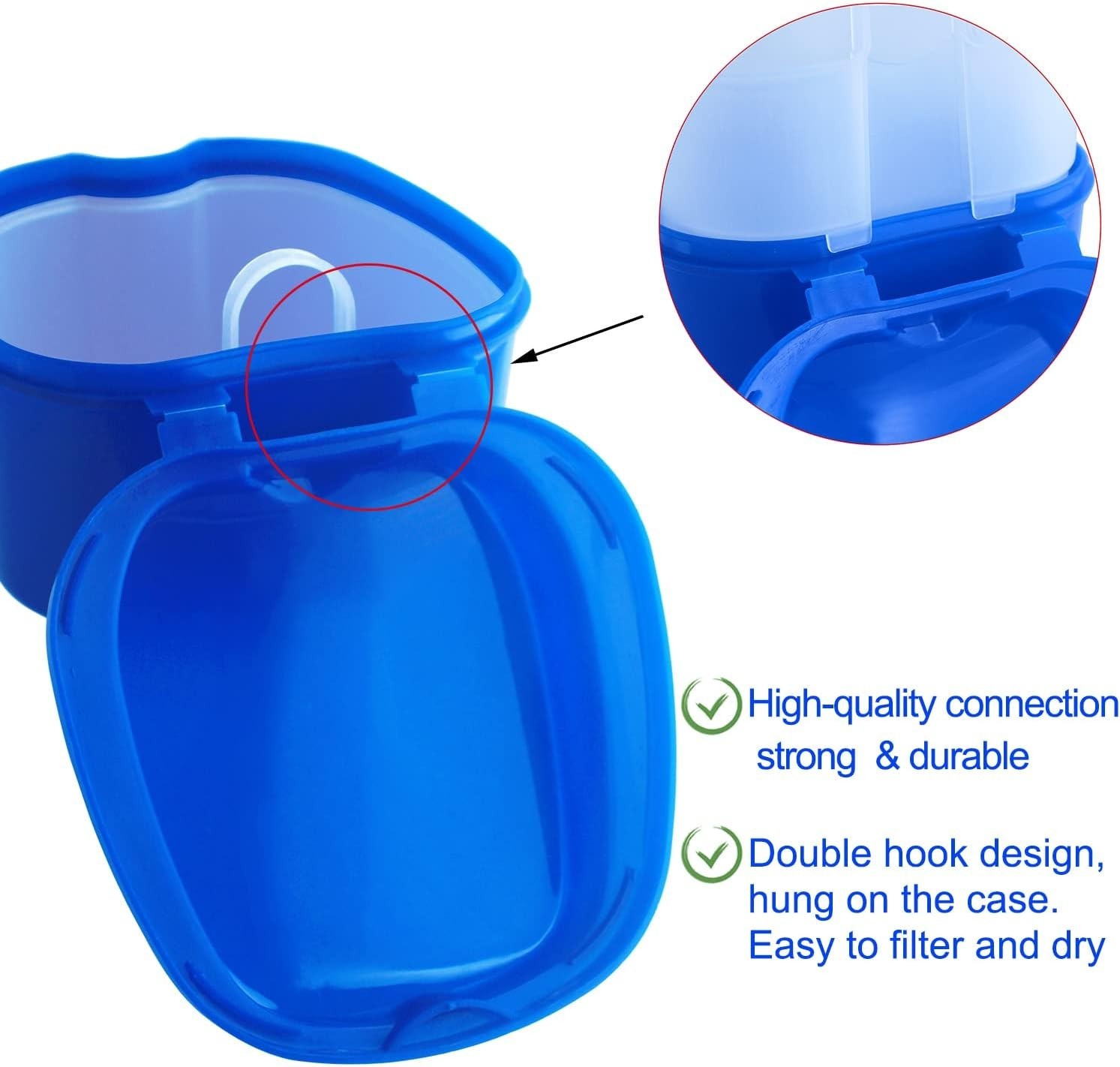 Elegant Dark Blue Travel Mouthguard Cleaning Case with Detachable Drain Basket